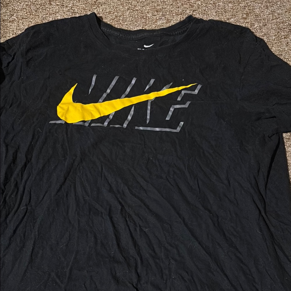Nike Black T-Shirt with Yellow Logo